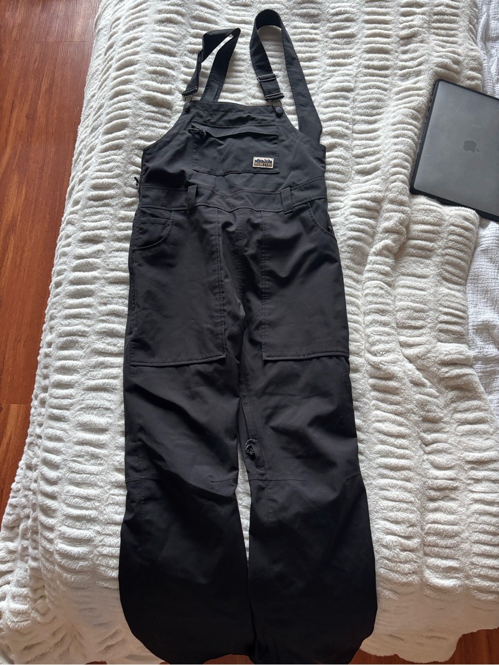 Burton Black Bib Overalls with Front Patch Pocket